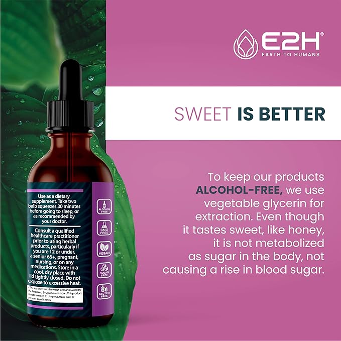 E2H Natural Sleep Aid - Liquid Melatonin with Chamomile, Theanine - Sleep Better, Deeper, Longer - Vegan, GMO-Free - Provides Stress Relief (3 Bottles)