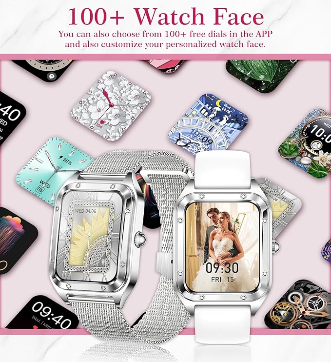 Smart Watch for Women(Call Answer/Dial), 1.6'' Touch Screen Smartwatch for Android iPhone Compatible, Waterproof Fitness Tracker with Heart Rate Sleep Monitor 100+ Sports Modes AI Voice, Silver