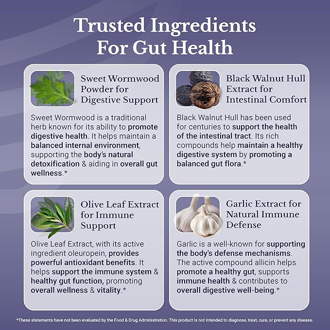 Cleanse24 - Gut Cleanse & Digestive Support Supplement - with Onion, Garlic, Turmeric, Papaya, Black Walnut, Sweet Wormwood Powder, Olive Leaf Extract - 360 Capsules