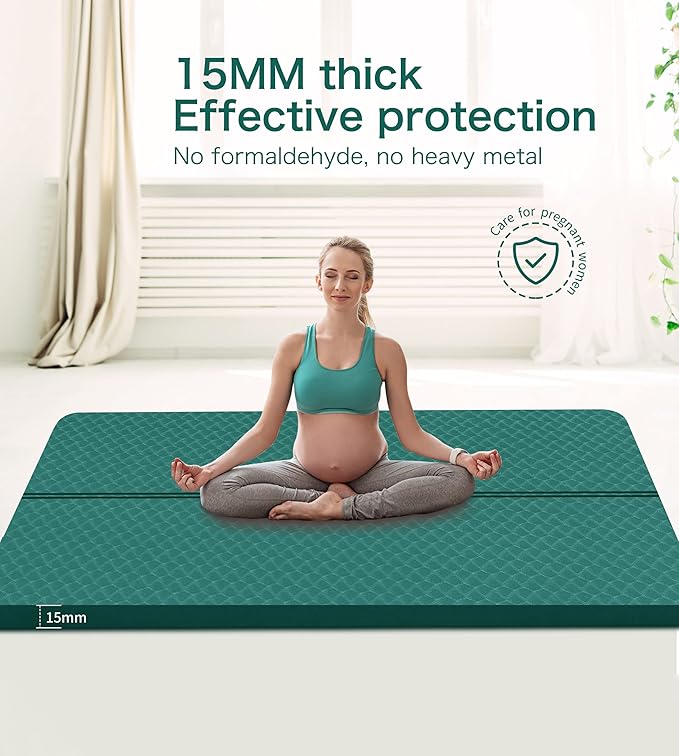 nuveti Large Exercise Mat - 15mm/20mm/30mm Thick Yoga Mat | Workout Mat for Fitness, Yoga, Pilates, Stretching & Floor Exercises for Women & Men with Free Carrying Bag