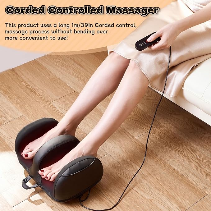 Foot Massager with Heat, Shiatsu Foot Massager, Calf and Foot Massagers, for use at Home and Office, Gift for Wife, Mother