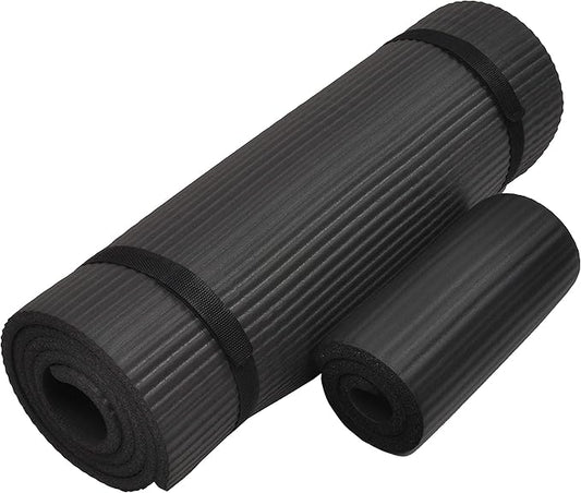 Yoga Mat, 1/2-Inch Extra Thick High Density Exercise Mat, Anti-Tear Exercise Yoga Mat with Carrying Strap, Suitable for Various Yoga Exercises