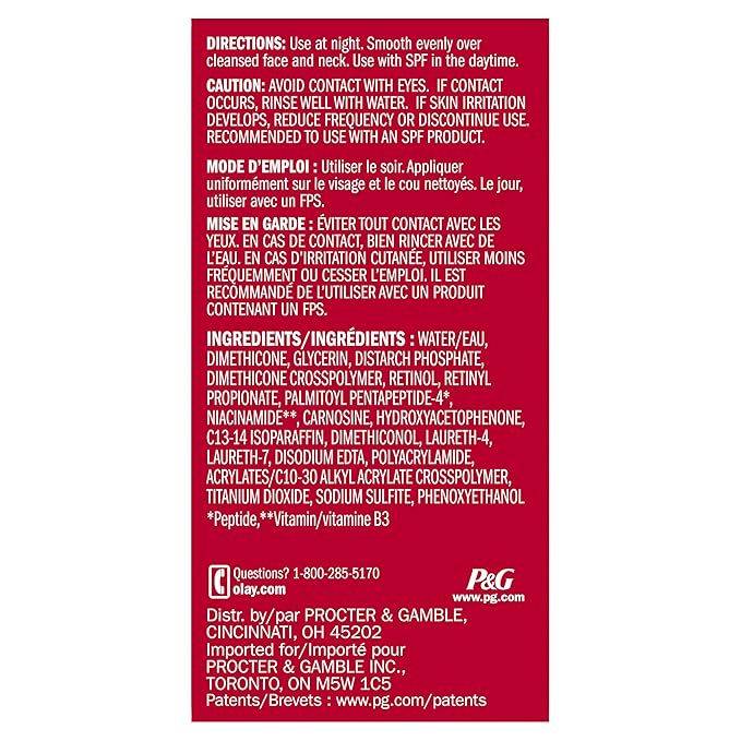 Olay Retinol 24 Face Moisturizer, Anti-Aging Night Cream for Women, Trial Size, Fragrance-Free, Non Greasy - Anti-Wrinkle, Smooth Fine Lines, Tightening Skin Care - Peptides, Glycerin, 0.5 Oz