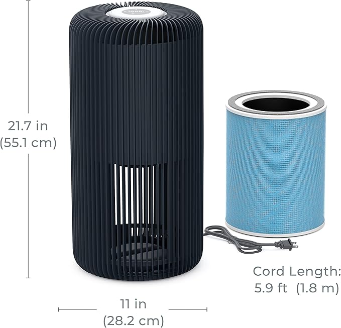 Pure Enrichment PureZone Turbo Smart Air Purifier for Large Rooms (1050 sq. ft. in 30 min.) - 5 Stage Filtration, Smartphone Compatible, Traps Germs, Smoke, & Dust (Graphite)