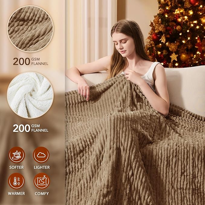 Homemate Electric Heated Blanket Queen Size - 84"x90" Heating Blanket Queen Size Dual Control 1/2/4/6/8 Hours Auto-Off 10 Heat Level Over-Heat Protection Soft Flannel Sherpa ETL Certification