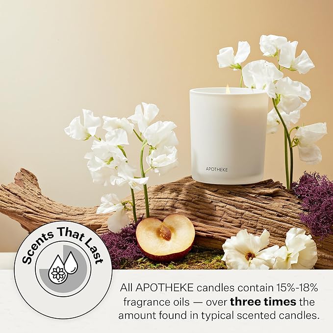 Apotheke 3-Wick Scented Candles for Home, Tonka Oak - 26 oz Soy Wax Jar Candle Gift for Women - Long-Lasting Fragrance with Perfume-Grade Essential Oils - Almond, Cardamom, Tonka Bean & Sandalwood