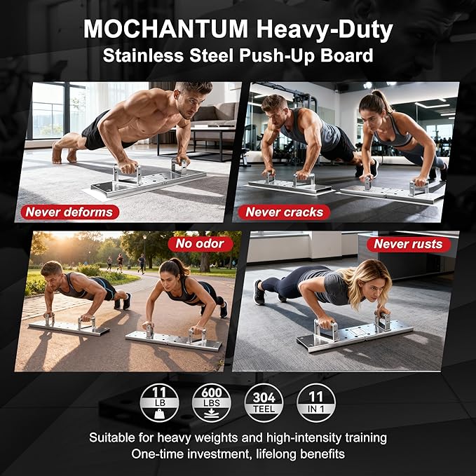 Mochantum Multifunctional Push Up Board Heavy Duty 304 Stainless Steel Home Gym Equipment No Deformation High Intensity Chest workout for men and women