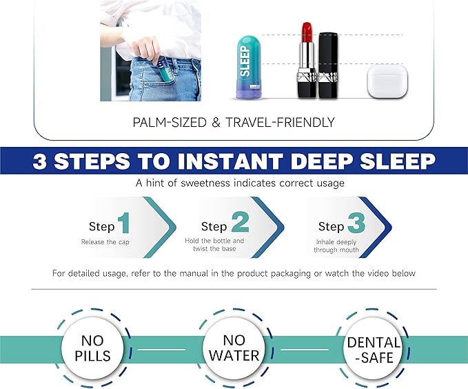 Melatonin for Adults: 5 Min. Drowsiness Fast Acting Inhaled Sleep Mate | Fast Action Sleep Mate with Low Dose Melatonin Stylish & Portable, Cozy Sleep & Wake