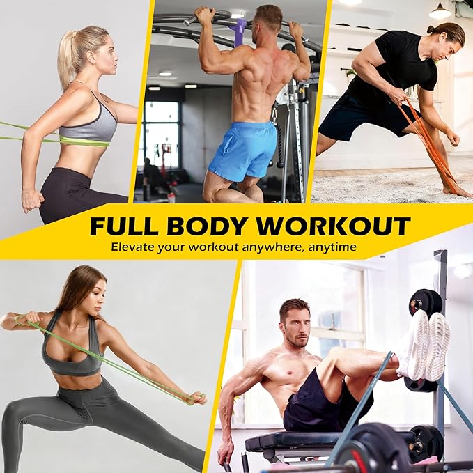 Pull Up Bands, Resistance Bands Set for Pull-Up Assistance, Exercise Bands with Door Anchor & Grip Pads for Men & Women Working Out, Physical Therapy, Muscle Training