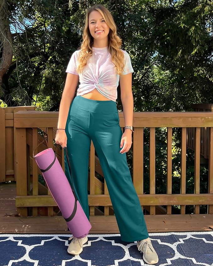 G4Free Yoga Pants Women Wide Leg Pants with Pockets High Waist Stretch Dress Casual Sweatpants Petite/Regular/Tall