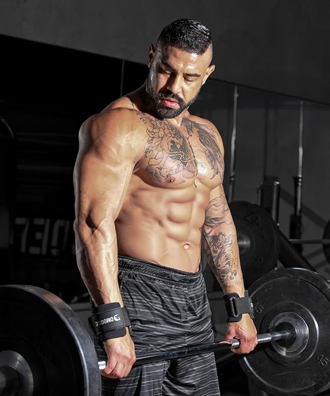 DMoose Fitness Weight Lifting Hooks (Pair) for Deadlifts, Pull Ups, Rows & Shrugs - Anti-Rip Nylon Strap Hand Grips with Thick Wrist Padding - Heavy Duty Wrist Straps for Weightlifting & Gym Workouts