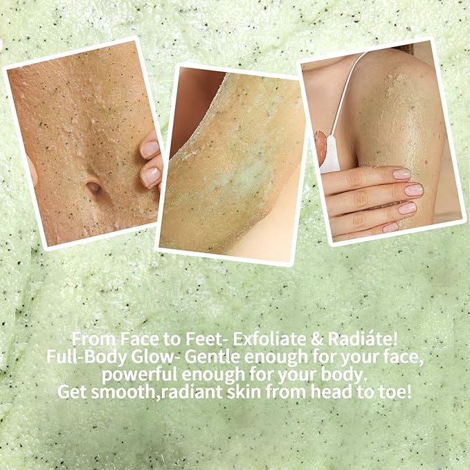 O'KADY Avocado Face & Body Scrub - 11.8 fl oz (350ml) - Gentle Exfoliating with Rice Powder & Olive Oil - Hydrating Formula for Smooth Skin - Fragrance-Free