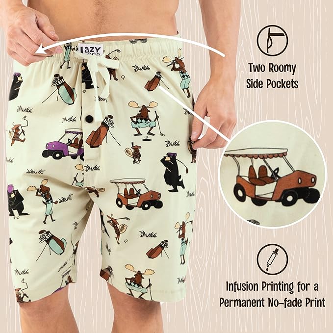 Lazy One Pajama Shorts for Men, Men's Pajama Bottoms, Sleepwear