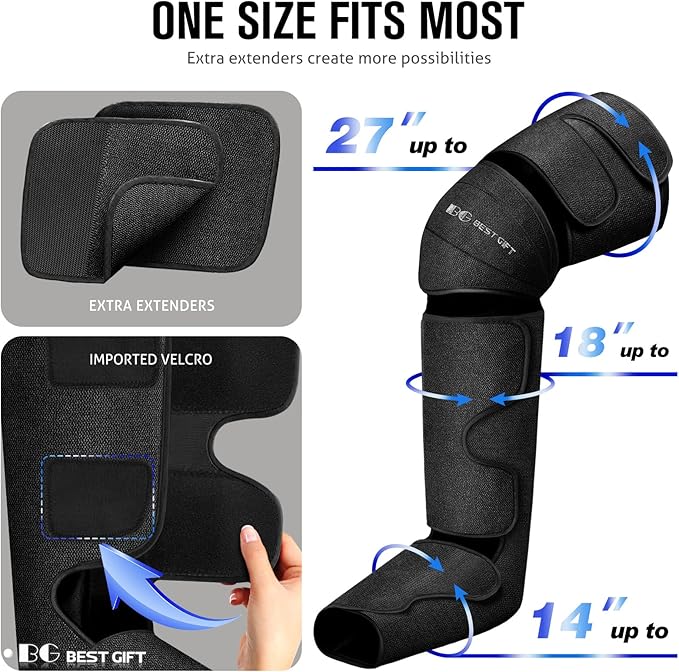 Gifts for Mom, Dad, Men, Women & Loved Ones – Air Compression Leg Massager with Heat – Ideal for Christmas, Mother Day & Father Day – Relieves Muscle Fatigue for Feet, Legs, Calves, Thighs, and Knees