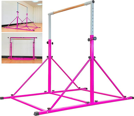 Gymnastic Bar for Kid and Teenage Ages 3-25, 5 FT / 6 FT Base Length, 5 FT / 6 FT Height, Gymnastic Kip Bar Horizontal Bar for Gymnast, Gymnastic Training Equipment for Home and Club Use