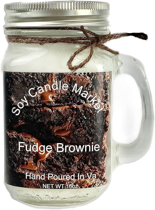 Soy Scented Candles | Handmade & Highly Aromatic Candles Burns Upto 85 Hours in Glass Jar - Perfect for Home Decor, Wedding, Birthday, Dinner (Fudge Brownie, 12 oz)