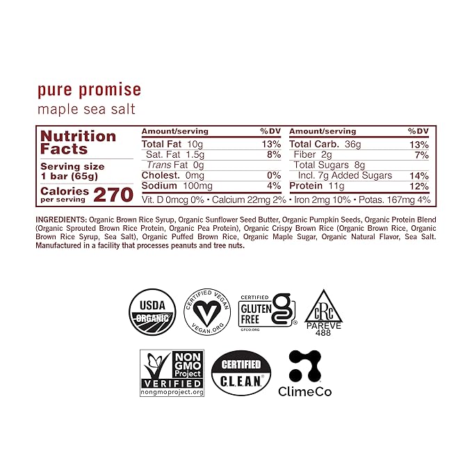 GoMacro MacroBar Organic Vegan Protein Bars - Maple Sea Salt (2.3 Ounce Bars, 12 Count)