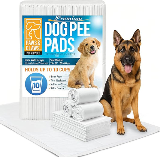 Paws & Claws Premium Disposable Dog & Puppy Pee Pads – Extra Large 30"x36", 30-Count – 6-Layer Leak-Proof, Super Absorbent (Holds 10 Cups), Odor Control, Quick-Dry, Non-Slip for Large Dogs, Multi-Pet