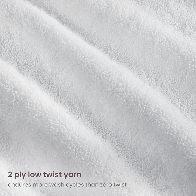 BIOWEAVES 100% Organic Cotton 700 GSM Plush Bath Towels 30" x 58" GOTS Certified - White, Pack of 2