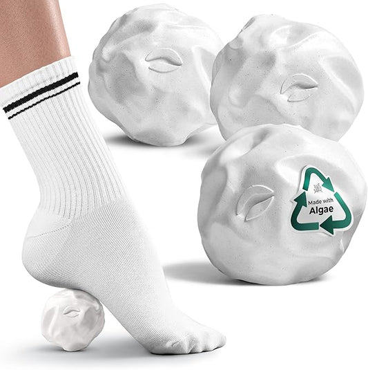 Oceanfoam Wave Massage Ball Rollers for Targeted Muscle Pain Therapy, Textured Travel Size,Yoga,Home & Fitness Health Tools for Body Sore Spots, Shoulders, Legs and Upper Back (Natural, Pack of 3)