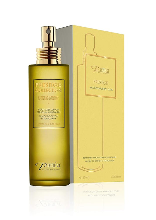 Premier Dead Sea Body Mist Lemon Grass & Mandarine Aromatic Refreshing Dry Oil Moisturizing enriched with Dead Sea Minerals 4.05 Fl Oz