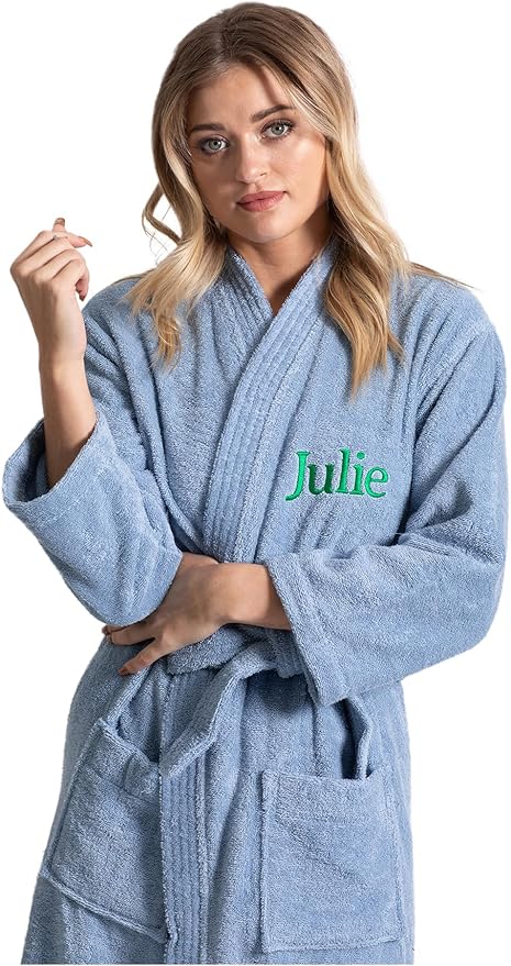 Turkuoise Soft & Absorbent Towel Robe, 100% Cotton Turkish Terry Cloth Kimono Bathrobes for Women