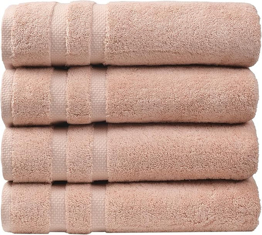 SOFE H&L | Olea Luxury Cotton Turkish Bath Towels Set of 4 Blush | Premium, Soft, Durable, Absorbent | Hotel Quality Plush Towels and Thick Towel Sets