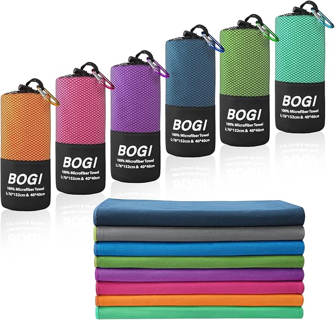 BOGI Microfiber Travel Sports Towel-Quick Dry Towel,Soft Lightweight Microfiber Camping Towel Absorbent Compact Travel Towel for Camping Gym Beach Bath Yoga Swimming Backpacking (M:40''x20''-Orange)