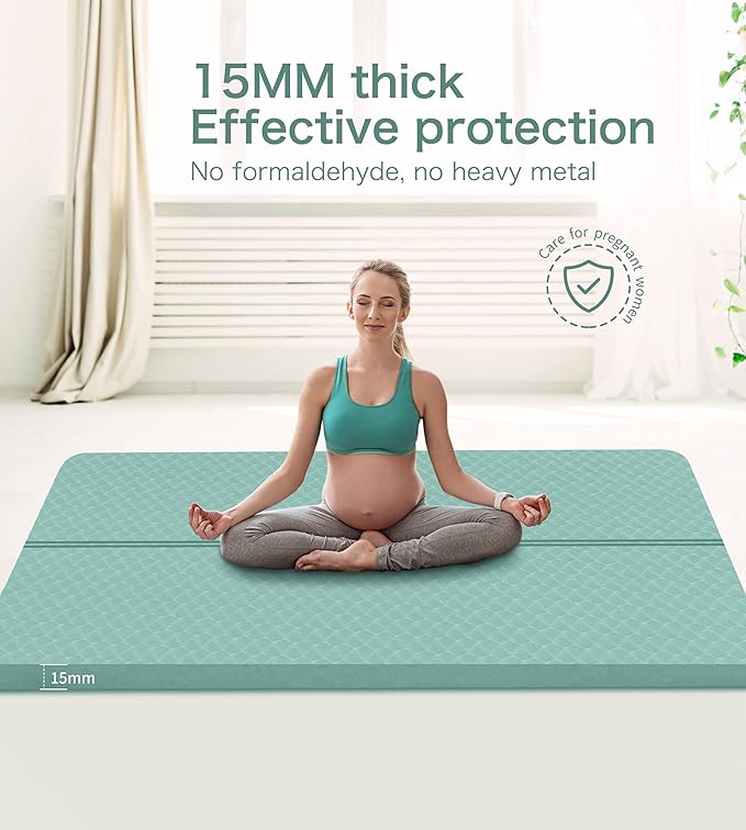 nuveti Large Exercise Mat - 15mm/20mm/30mm Thick Yoga Mat | Workout Mat for Fitness, Yoga, Pilates, Stretching & Floor Exercises for Women & Men with Free Carrying Bag