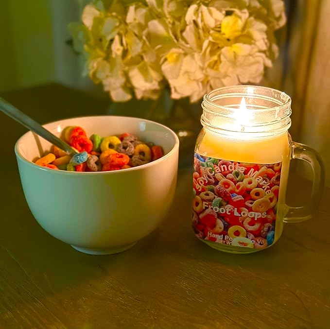 Soy Scented Candles | Handmade & Highly Aromatic Candles Burns Upto 85 Hours in Glass Jar - Perfect for Home Decor, Wedding, Birthday, Dinner (Frootloops, 12 oz)