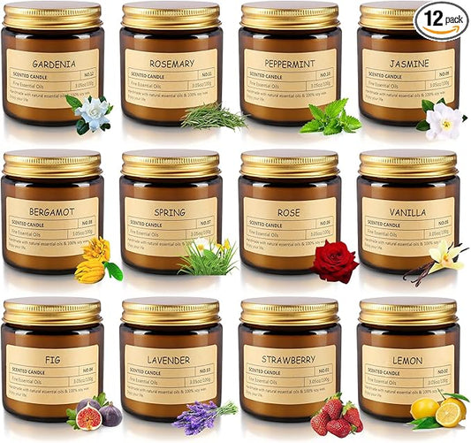 12 Pcs Scented Candles with Added Natural Essential Oils, 3.05oz, Suitable for Various Festivals, Parties, Yoga, and Home Scene.