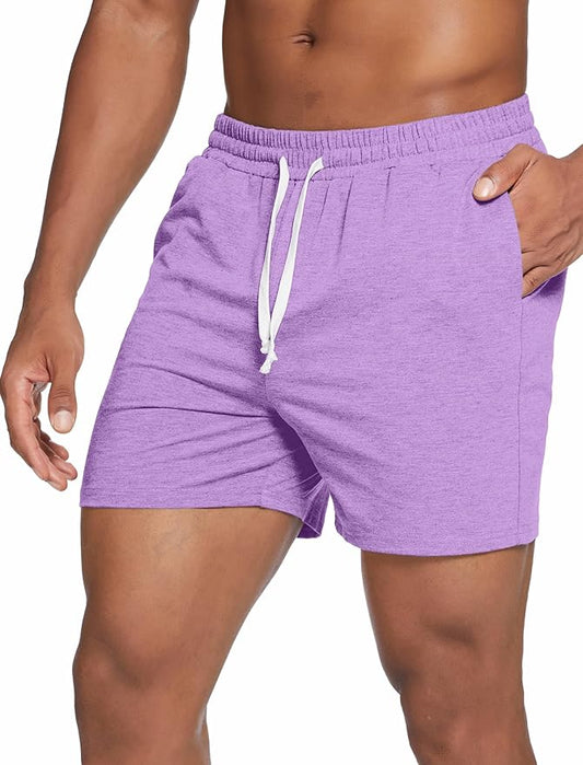 Deyeek 5.5 Inch Mens Pajama Shorts Sleep Cotton Lounge PJ Lightweight Elastic Waist Drawstring Nightwear Bottom with Pockets