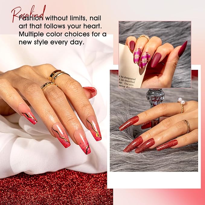 ROSALIND Christmas Red Gel Polish, 12 Colors Burgundy Glitter Red Nail Polish for Nail Art, Bloody Mary Collection Cherry Wine Colors Winter U V Gel Nail Polish Gift