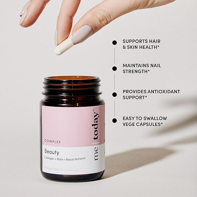 me today Beauty Supplement Hair, Skin and Nails, Vitamins for Women and Men – with Biotin, Collagen, Vitamin C, and Zinc for Stronger Hair, Glowing Skin & Healthy Nails,60 Servings
