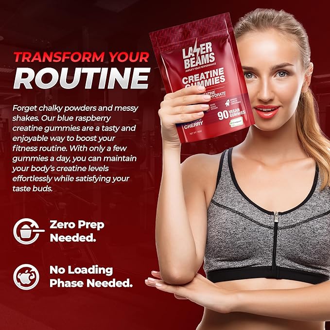Creatine Monohydrate Gummies for Women & Men - 5g Creapure Creatine per Serving - Vegan, Cosmic Cherry Flavor - Boost Muscle Strength, Endurance, Recovery & Mental Focus (90 Gummies)
