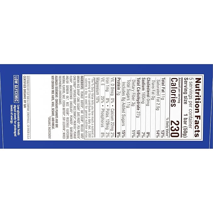CLIF Nut Butter Bar - Chocolate Chip & Peanut Butter - Filled Energy Bars - Non-GMO - USDA Organic - Plant-Based - Low Glycemic - 1.76 oz. (5 Pack)