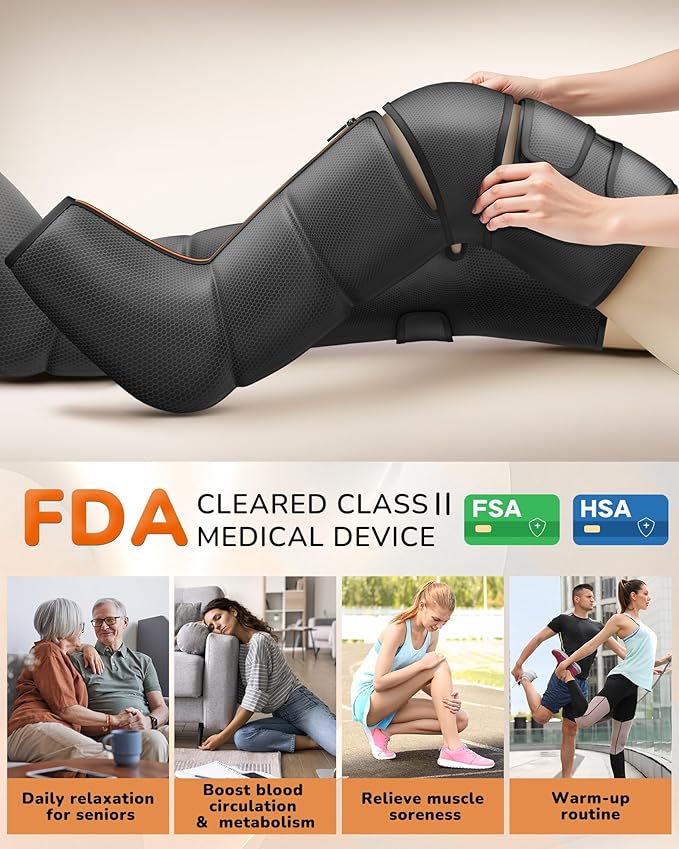 Leg Massager with Heat and Compression : Sequential Compression Boots with 6 Modes, 9 Intensity and 3 Heat – Leg Massager for Circulation and Pain Relief - Gifts for Mom,Dad,Seniors,Him,Her