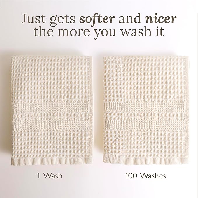 GILDEN TREE Waffle Bath Sheet Large Bath Towels Quick Dry Thin Body Towels, 40x80 Oversized Bath Towels for Adults, 2 Pack Bath Sheet Set, Classic Style (Stone)