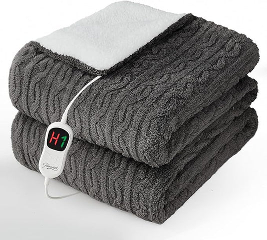 Homemate Electric Heated Blanket Full - 72"x84" Heating Bed Blankets Throw with 10 Heating Levels 8 Hours Auto Off Fast Heating Over-Heated Protection Ultra Soft Warm Flannel ETL Certified