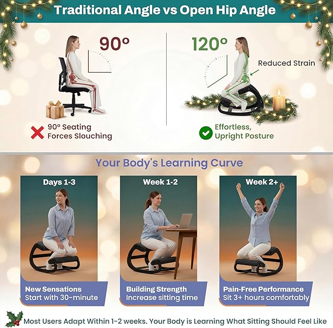 NYPOT Ergonomic Kneeling Chair with Adjustable Seats - Knee Chair for Posture Correction & Kneel Rocking Stool for Desk - Back Pain Relief for Home and Office, Supports 250 pounds - 5 Years Warranty