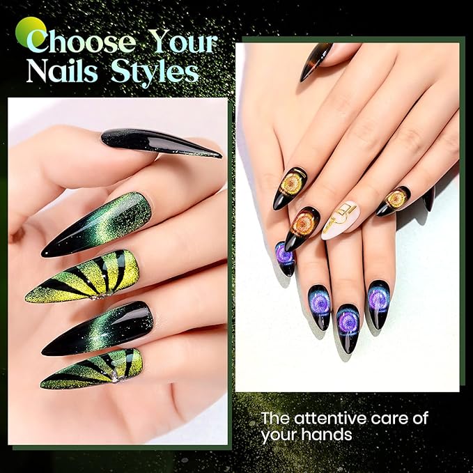 MIZHSE 9D Cat Eye Gel Nail Polish, Magnetic Gel Polish Set 10 ml 6 Colors with 2 Magnets, Chameleon Magic Galaxy Effect Nail Polish, Yellow Brown Fall Colors Soak Off Nail Art Gift for Ladies