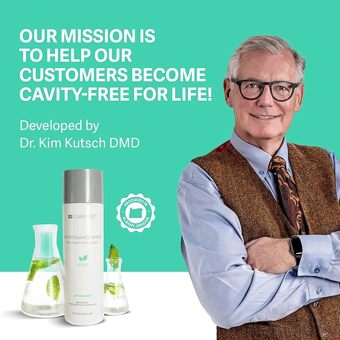 CariFree Maintenance Rinse, Mint Flavored, Anti-Cavity Fluoride Mouthwash, Dentist Recommended, Prevents Oral Decay, Freshens Breath, Alcohol-Free, Neutralizes pH, (16 Fl Oz (Pack of 2), Mint)