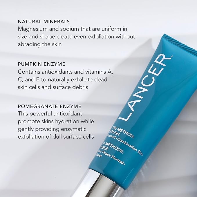 Lancer Skincare The Method: Polish Facial Exfoliator, Daily Exfoliating Face Scrub with Natural Minerals, Normal Combination Skin, 4.2 Fluid Ounces