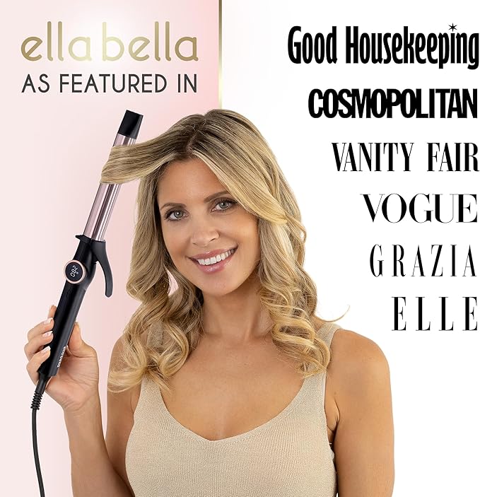 ELLA BELLA® Compact Curling Iron 1 Inch - Professional Curling Wand with Dual Voltage, Titanium Coating, for Long-Lasting Curls and Reliable Styling