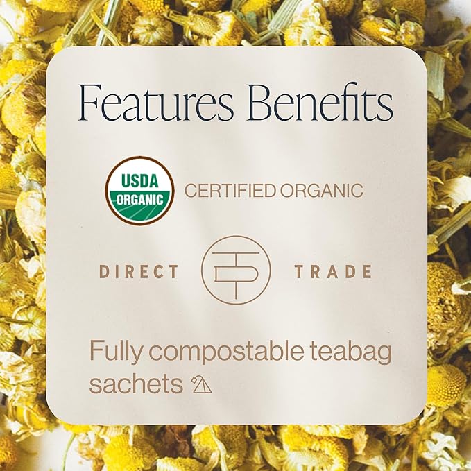 Rishi Tea Chamomile Medley Herbal Tea - Organic, Caffeine Free Sachet Tea Bags, Sleep Friendly Calming Chamomile Flowers with Lemon Verbena & Mint - 15 Count (Pack of 6)