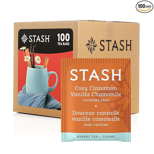 Stash Tea Cozy Cinnamon Vanilla Herbal Tea - Naturally Caffeine Free, Non-GMO Project Verified Premium Tea with No Artificial Ingredients, 100 Count Bulk Packaging