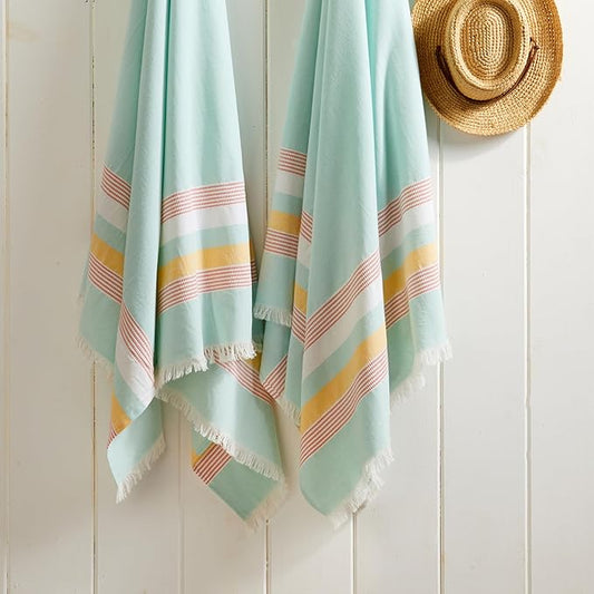 The Good Earth | 4 Pack Oversized Turkish Beach Towel Set Made of 100% Cotton | Luxury Turkish Beach Towels 35" x 78" | Turkish Beach Towels Oversized | Designed in USA | Safaga - Mint