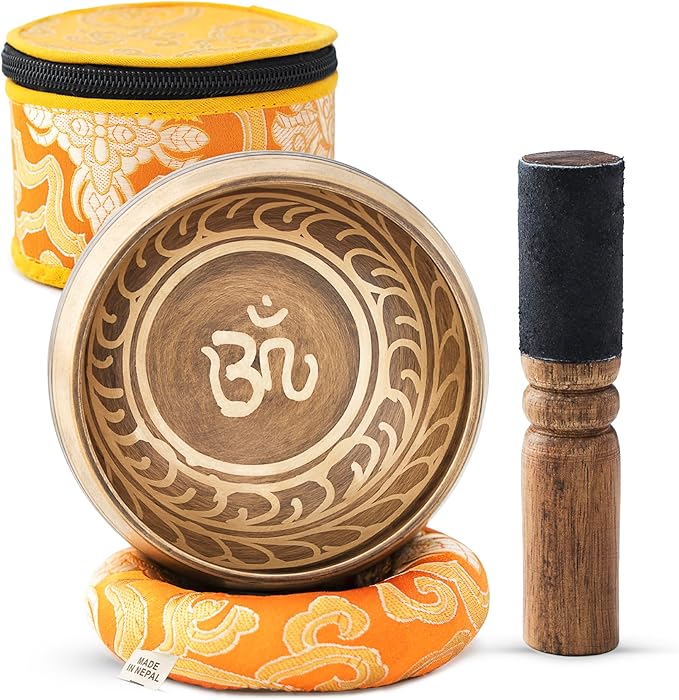 Wonders Ladies Tibetan Singing Bowl Set – Handcrafted in Nepal – Meditation Sound Bowl for Healing, Stress Relief, Chakra Balancing – Ideal Gift for Yoga Lovers, Women & Men(Buddha(Tibetian OM))