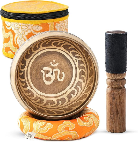 Wonders Ladies Tibetan Singing Bowl Set – Handcrafted in Nepal – Meditation Sound Bowl for Healing, Stress Relief, Chakra Balancing – Ideal Gift for Yoga Lovers, Women & Men(Buddha(Tibetian OM))