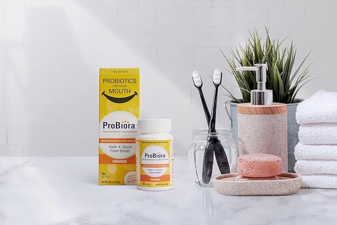 ProBiora Oral-Care Chewable Probiotic Tablets | Probiotic Supplement for Women & Men | Healthier Teeth & Gums | Fresher Breath | Whiter Teeth | 30 Count | Pack of 2 | Orange